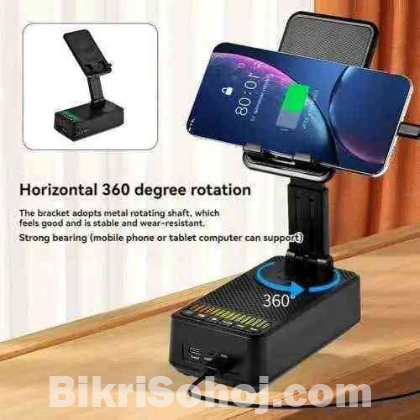 Phone Holder With Bluetooth Speaker & paower bank